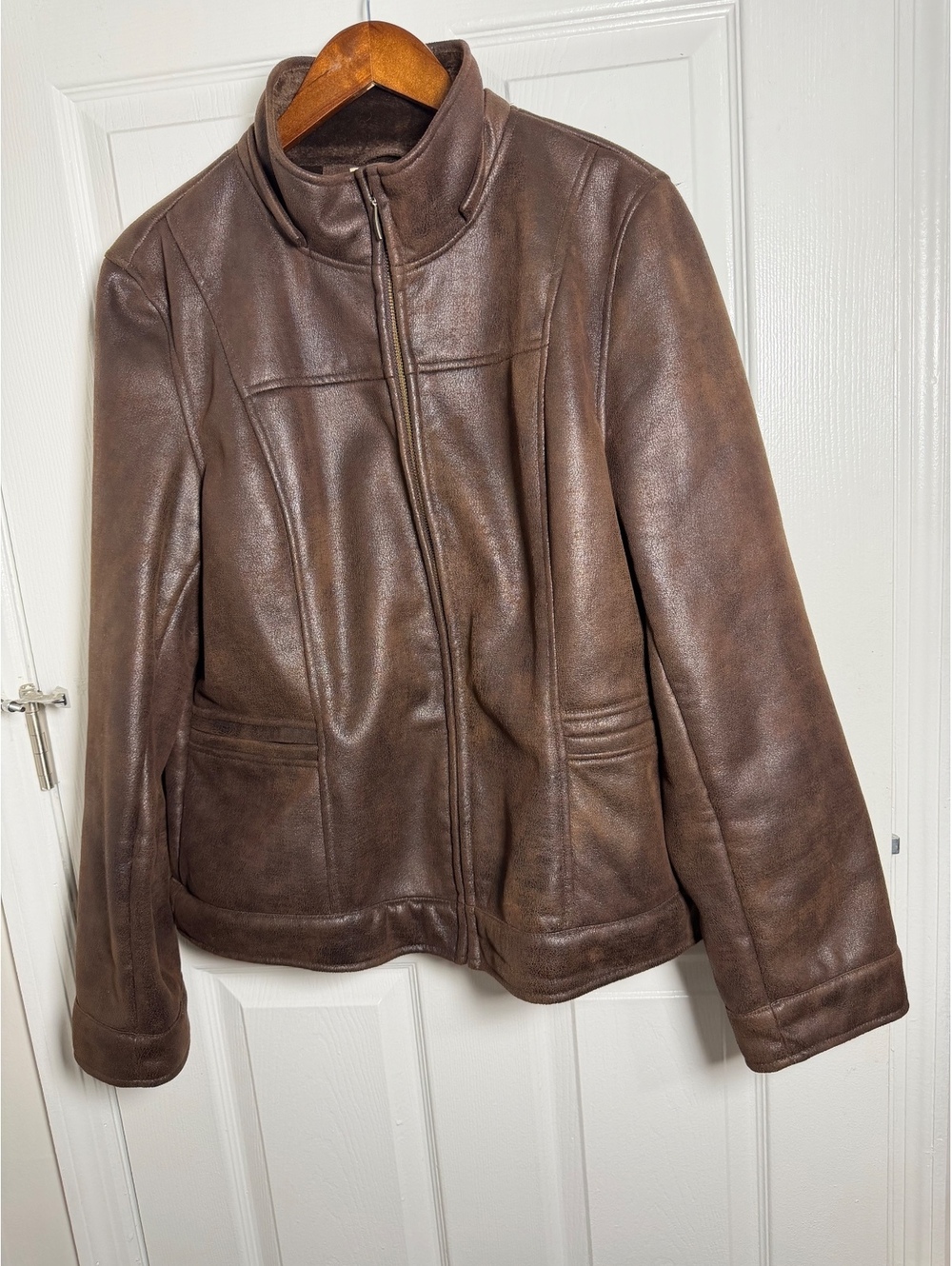 Brown Faux Suede Moto Style Jacket